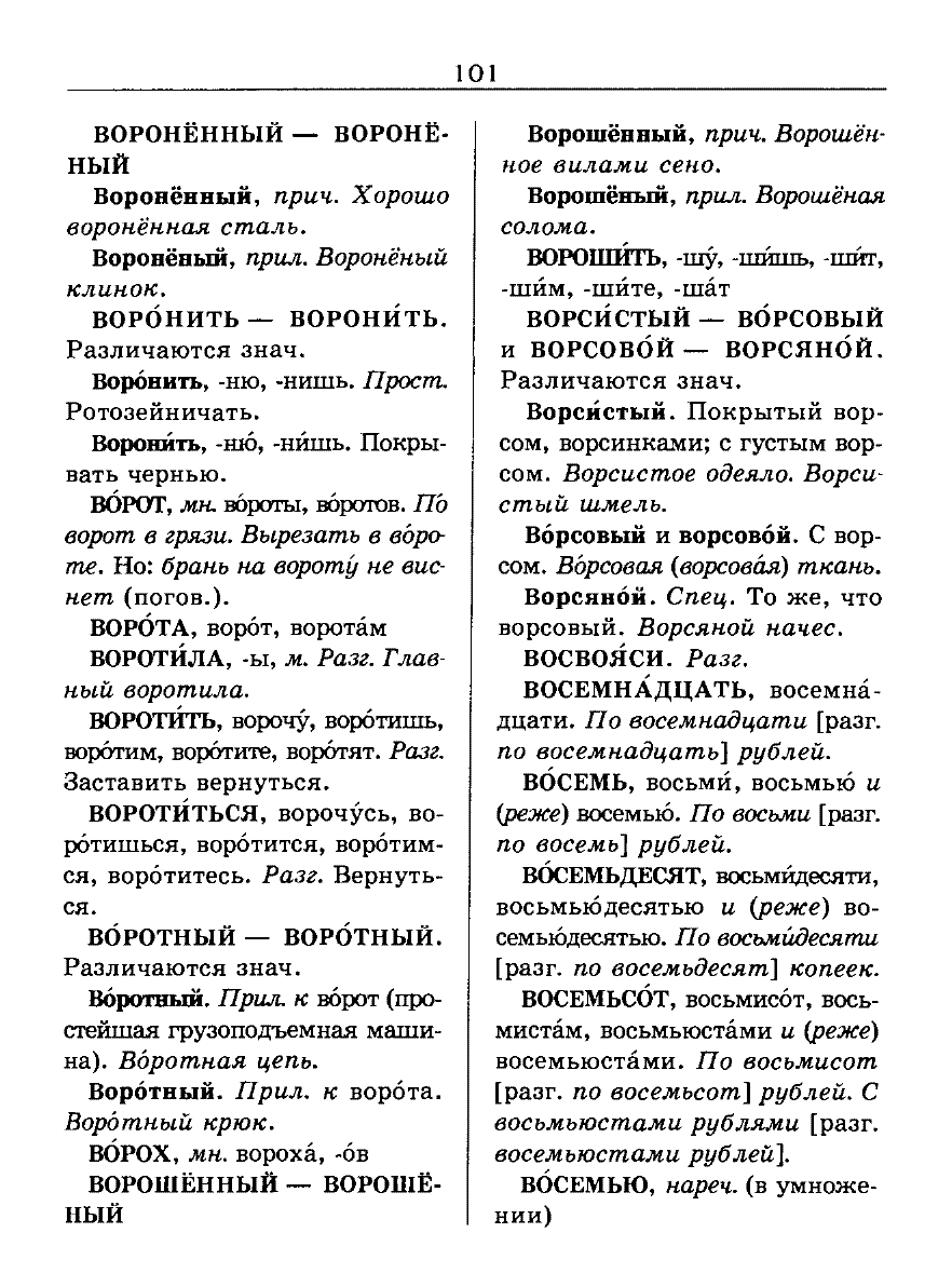 Сканированная страница словаря трудностей русского языка