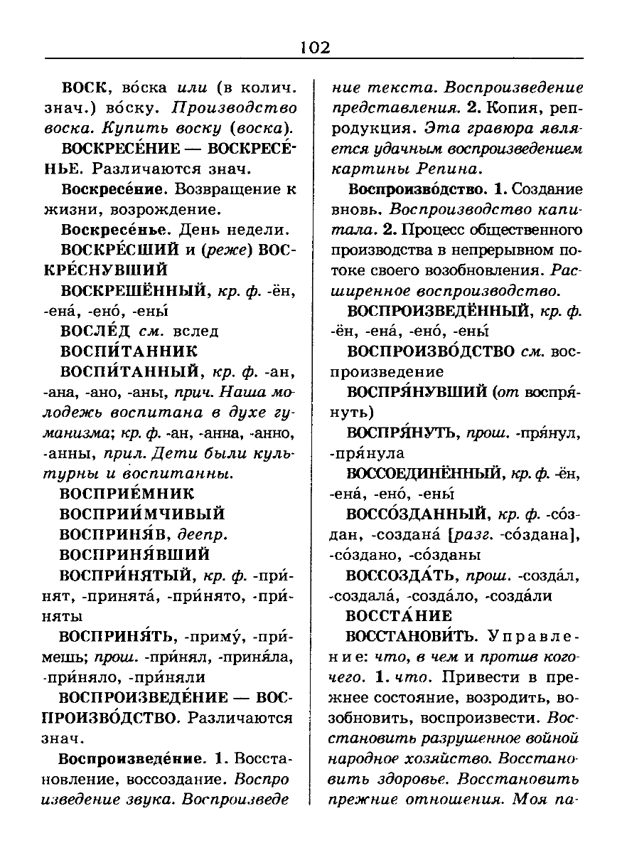 Сканированная страница словаря трудностей русского языка