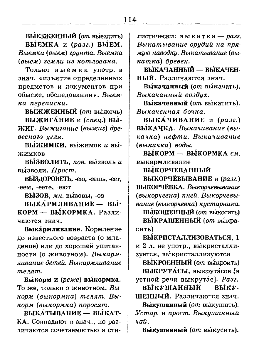 Сканированная страница словаря трудностей русского языка