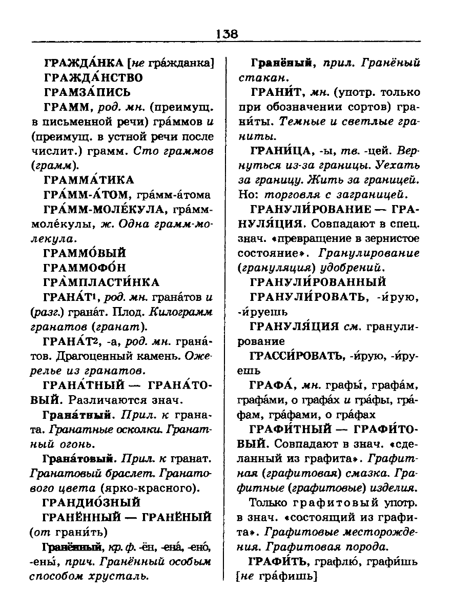 Сканированная страница словаря трудностей русского языка