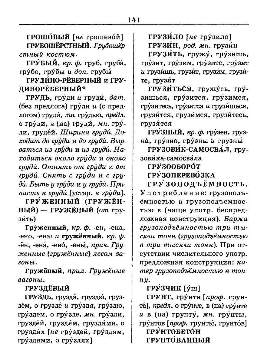 Сканированная страница словаря трудностей русского языка