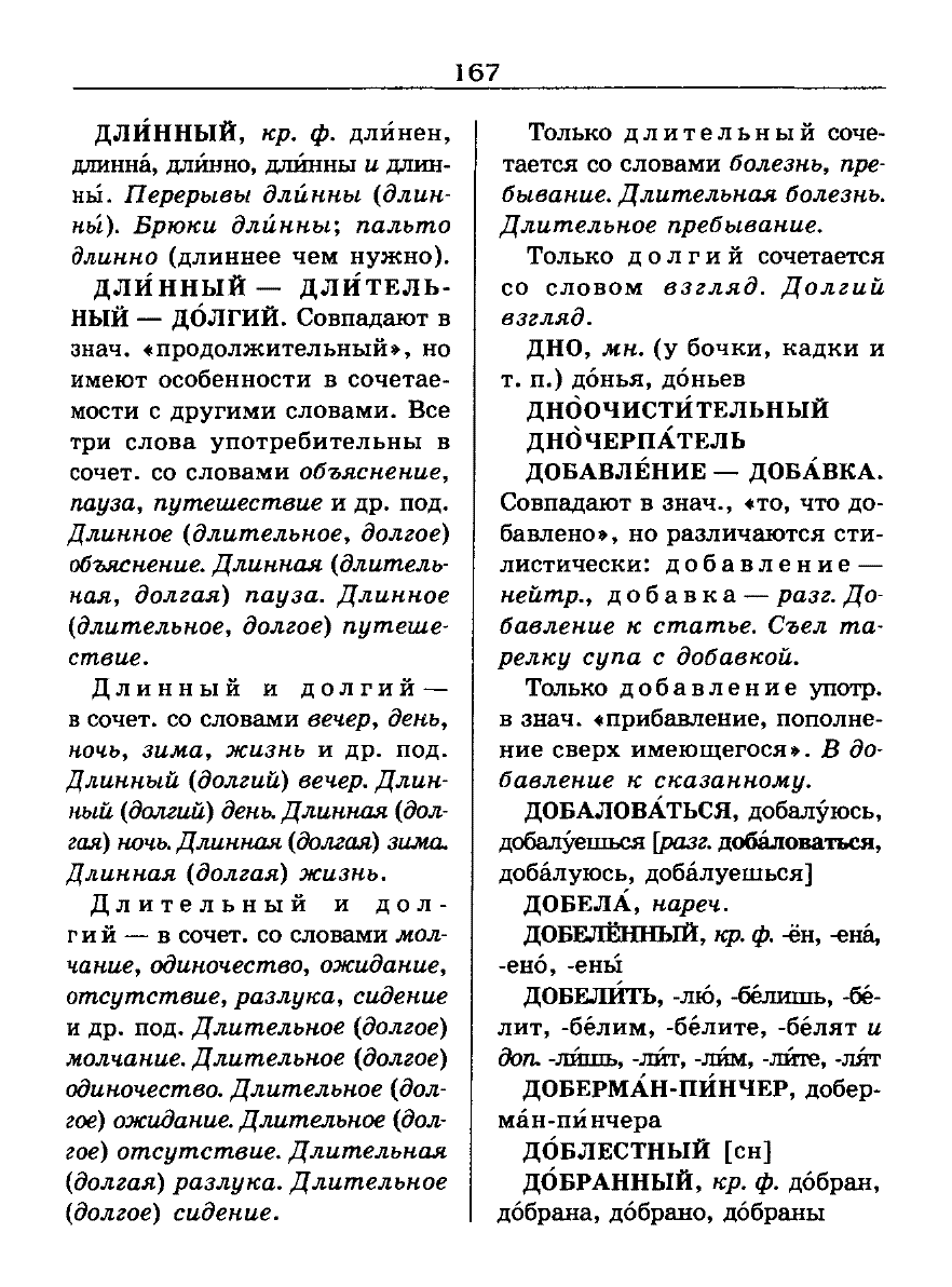 Сканированная страница словаря трудностей русского языка