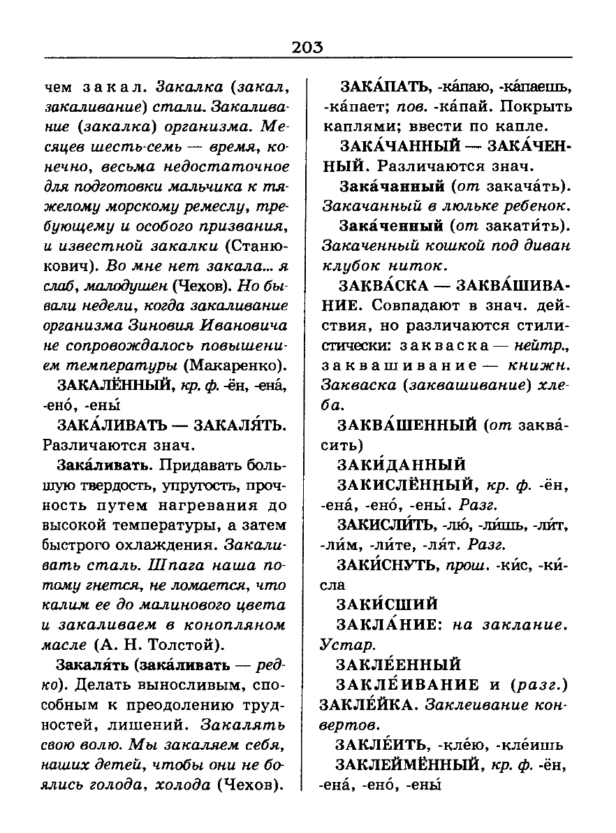 Сканированная страница словаря трудностей русского языка