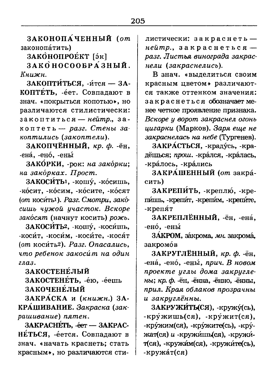 Сканированная страница словаря трудностей русского языка
