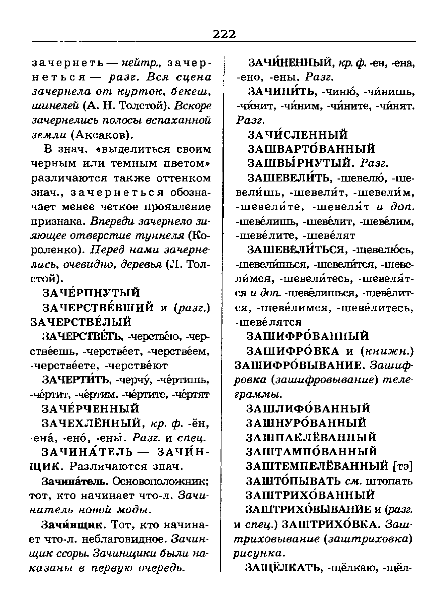 Сканированная страница словаря трудностей русского языка