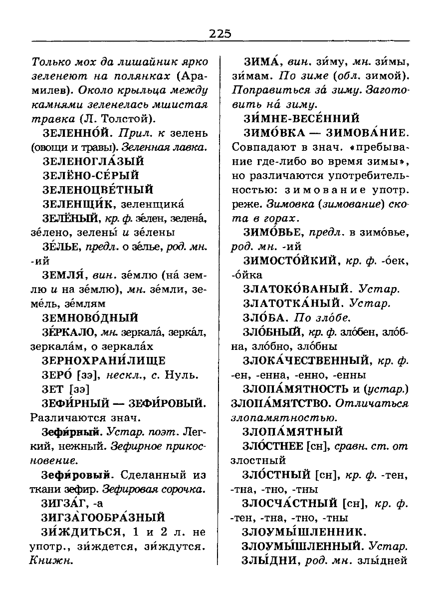 Сканированная страница словаря трудностей русского языка