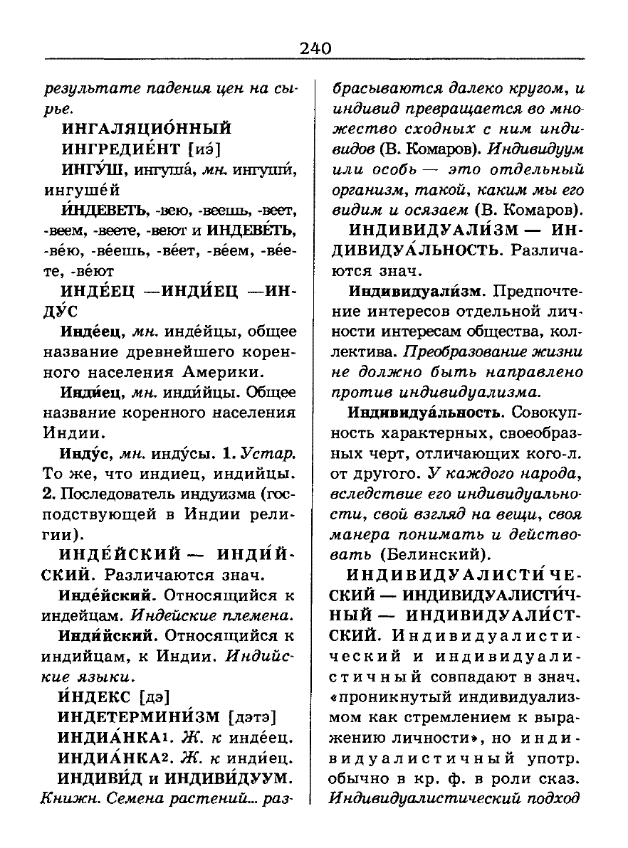 Сканированная страница словаря трудностей русского языка