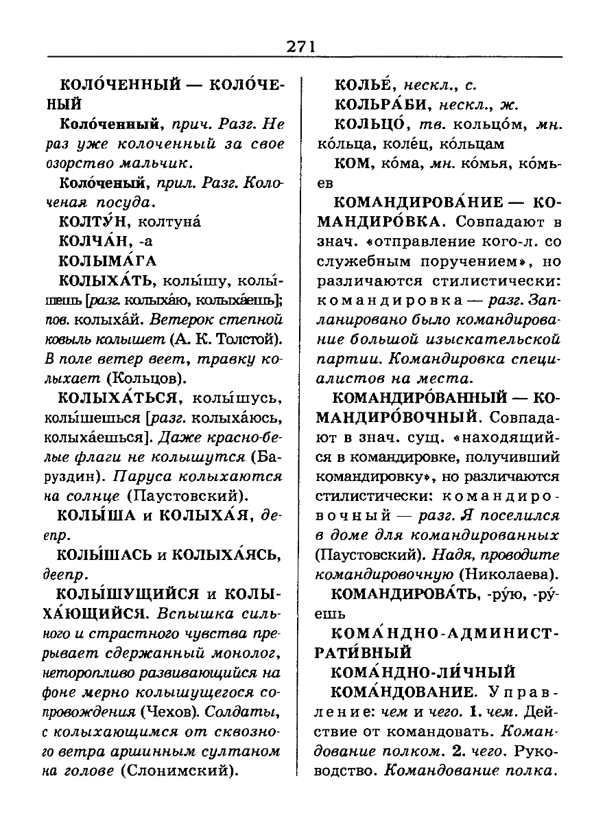 Сканированная страница словаря трудностей русского языка