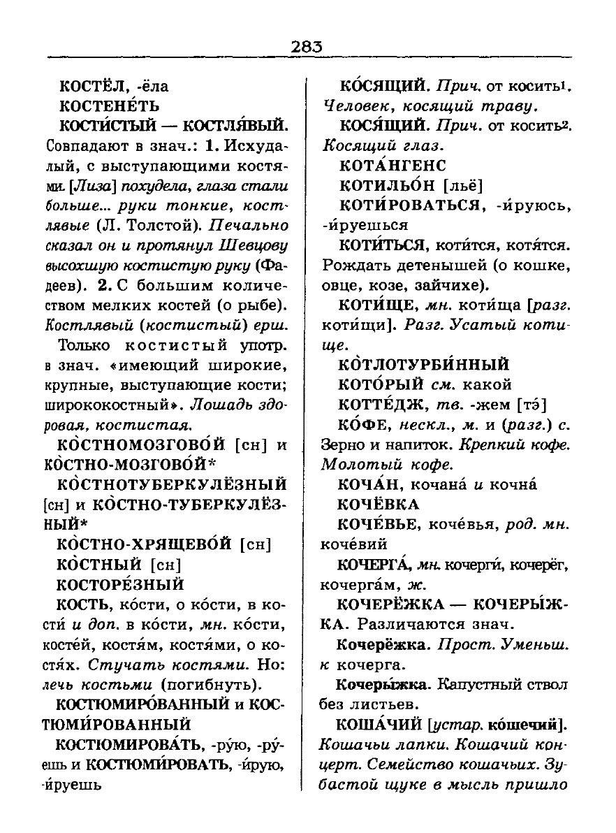 Сканированная страница словаря трудностей русского языка