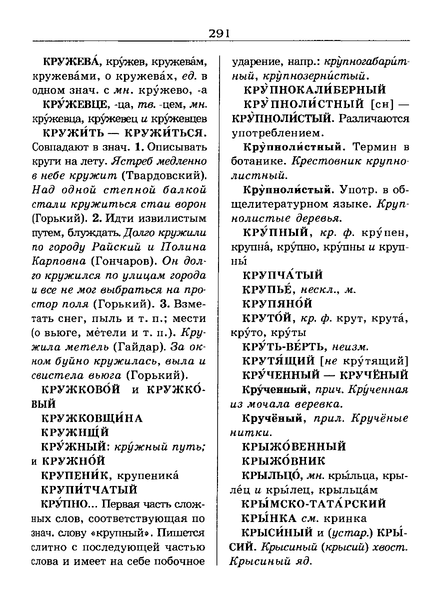 Сканированная страница словаря трудностей русского языка