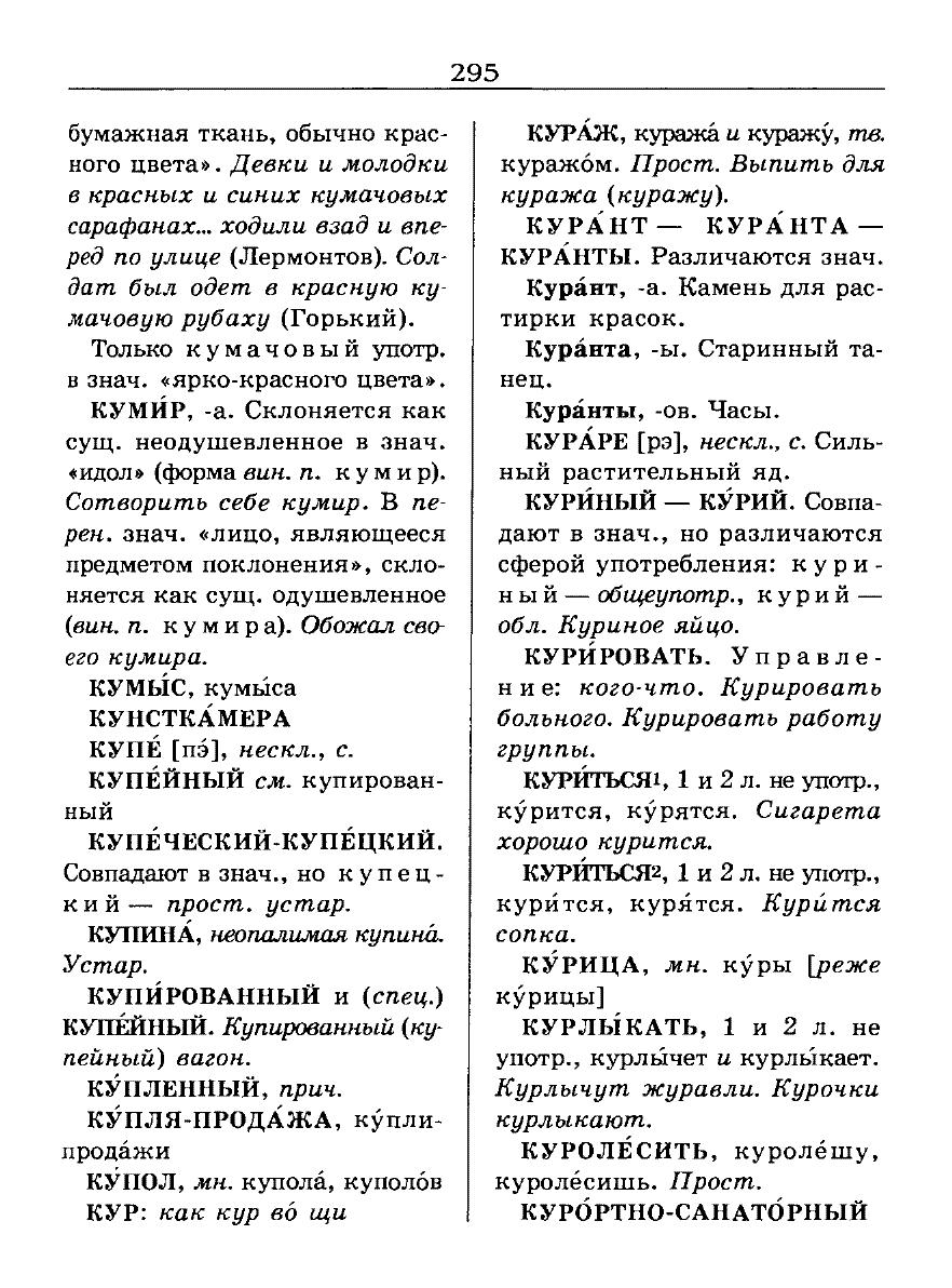 Сканированная страница словаря трудностей русского языка