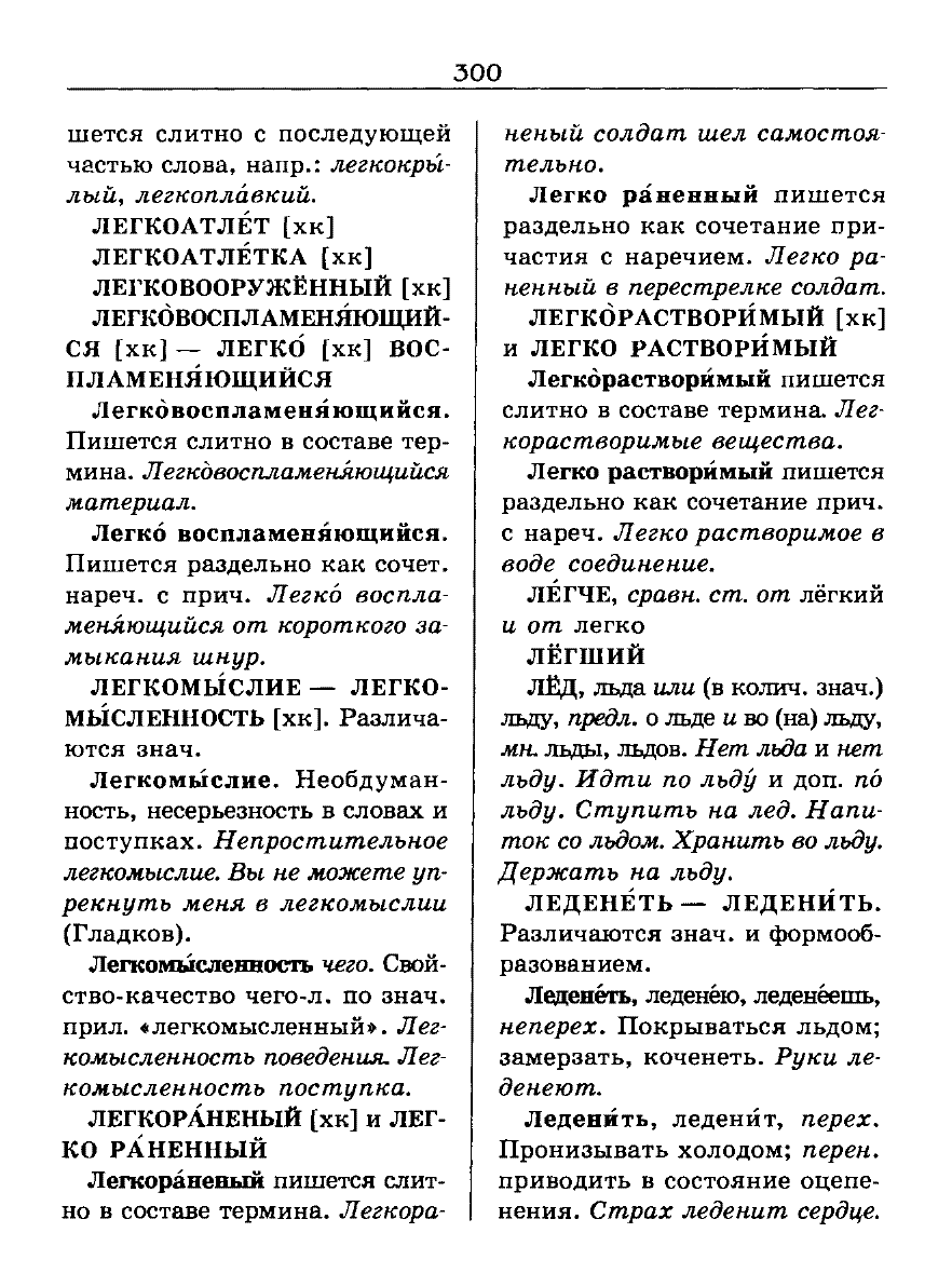 Сканированная страница словаря трудностей русского языка