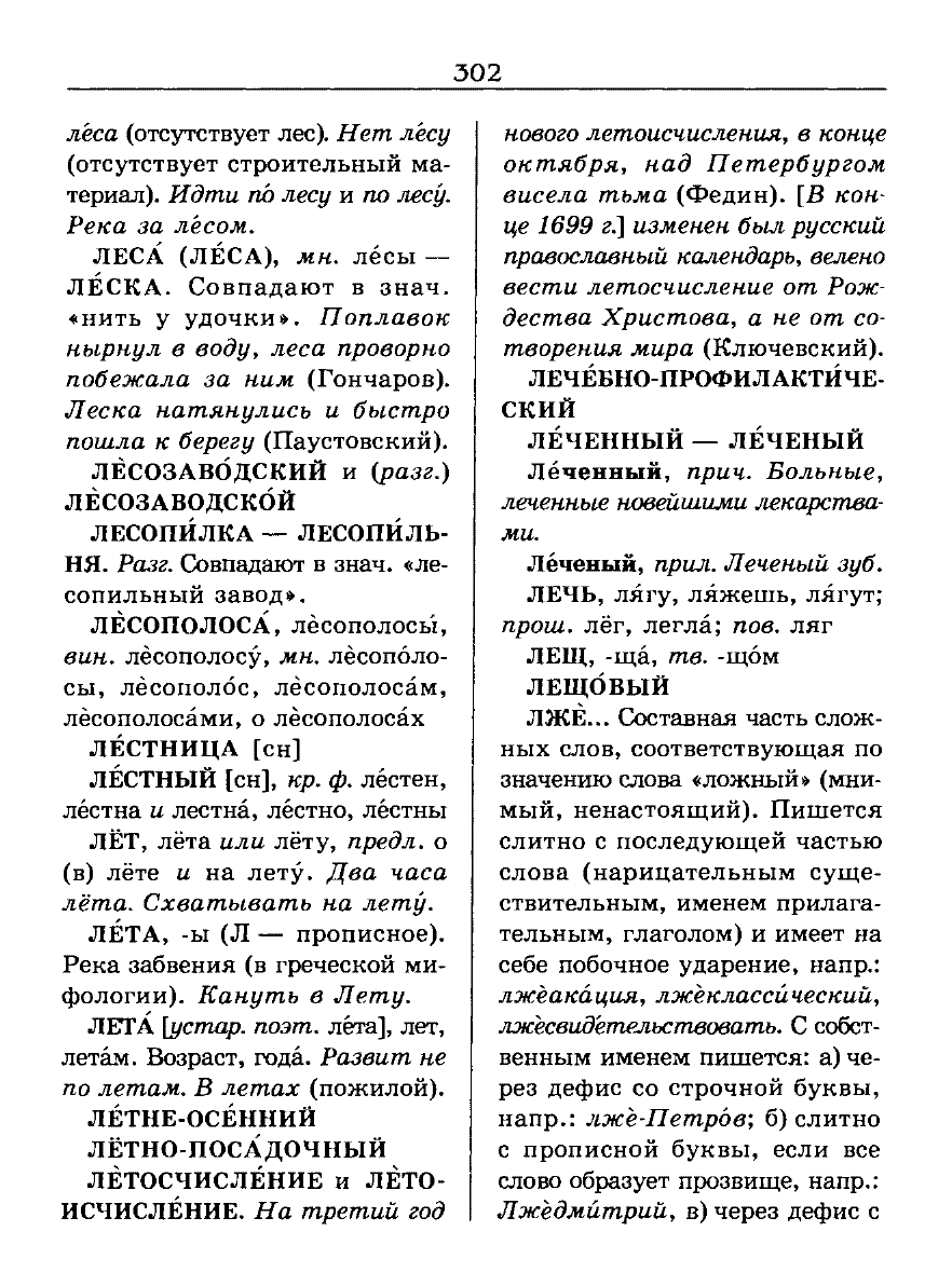 Сканированная страница словаря трудностей русского языка