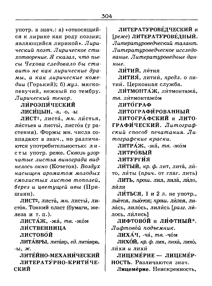 Сканированная страница словаря трудностей русского языка