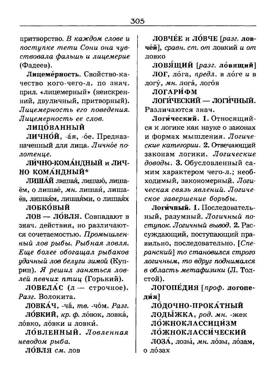 Сканированная страница словаря трудностей русского языка