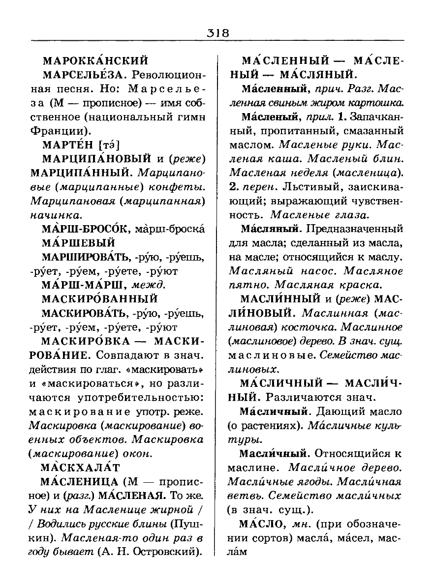 Сканированная страница словаря трудностей русского языка