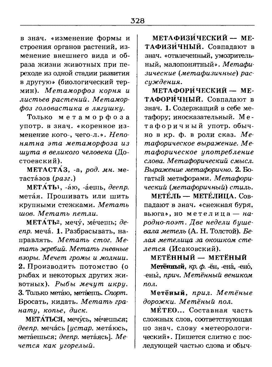 Сканированная страница словаря трудностей русского языка