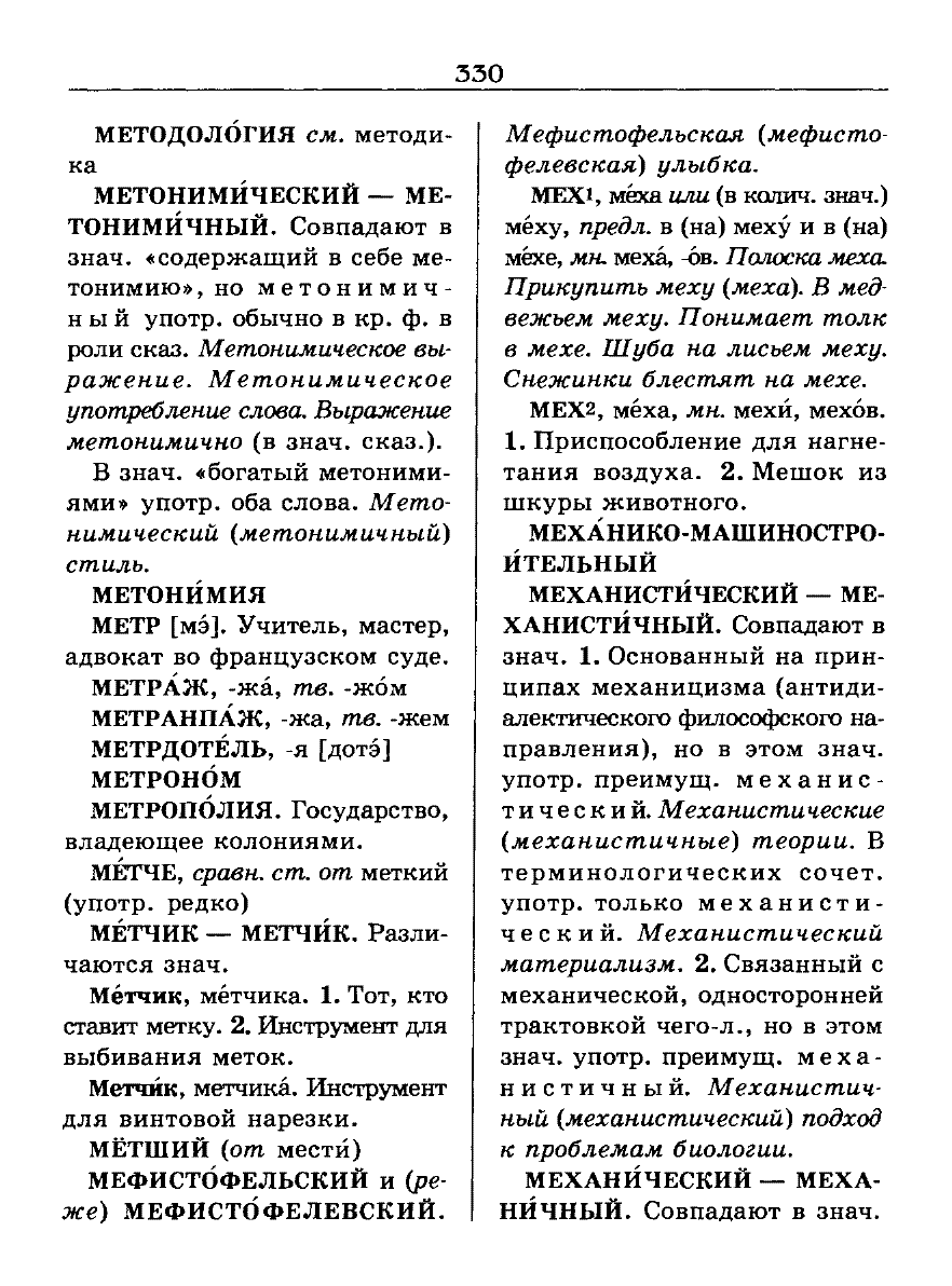 Сканированная страница словаря трудностей русского языка