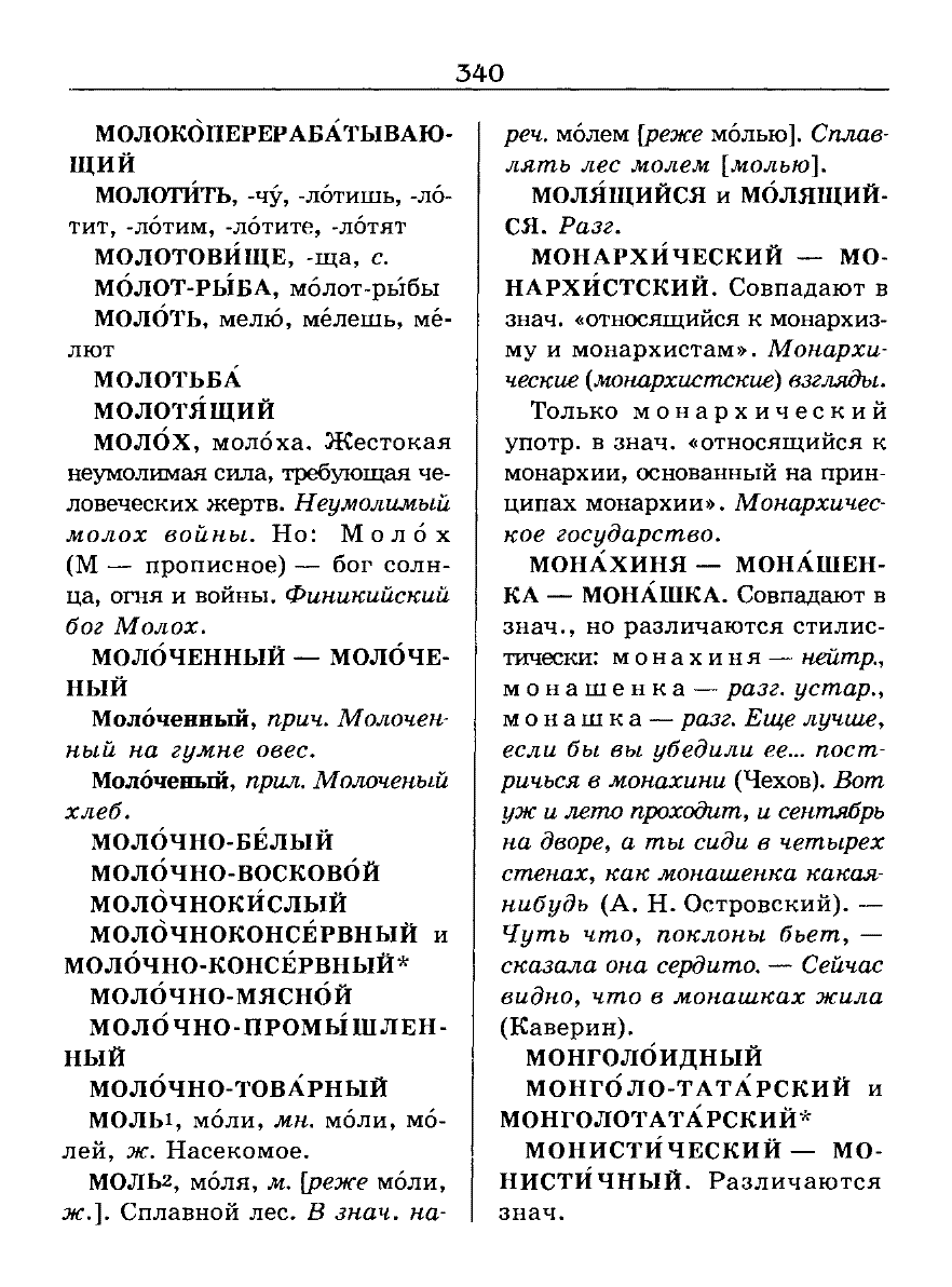 Сканированная страница словаря трудностей русского языка