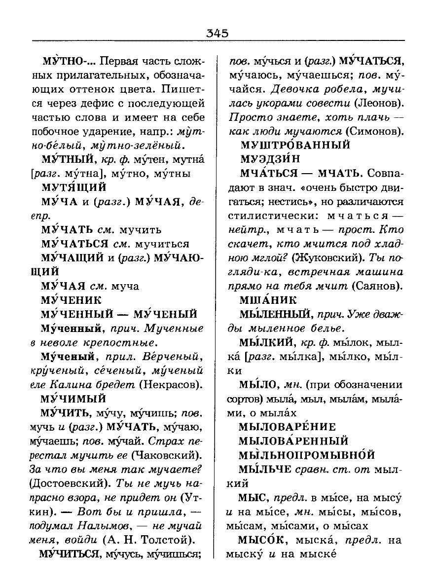 Сканированная страница словаря трудностей русского языка