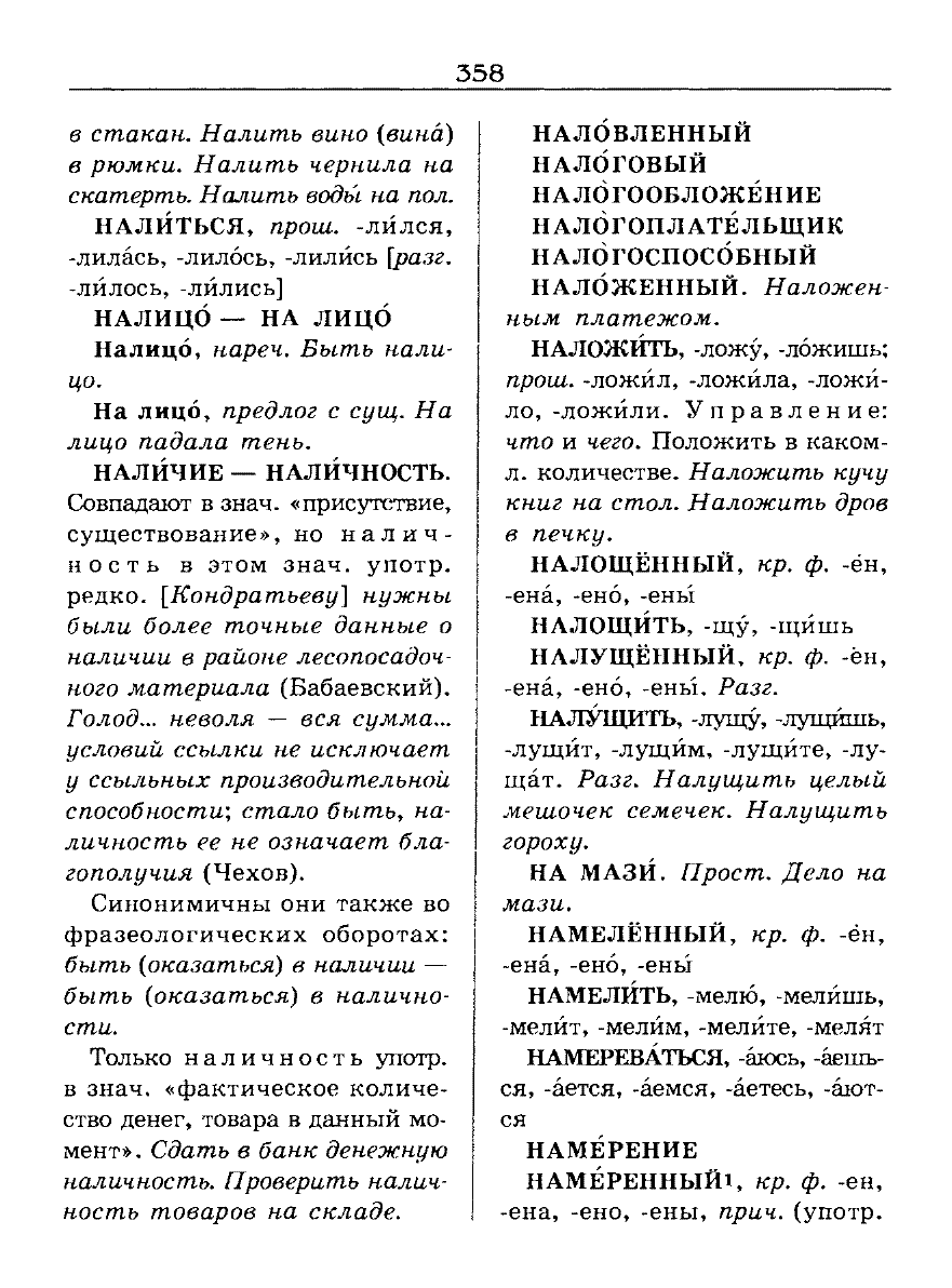 Сканированная страница словаря трудностей русского языка