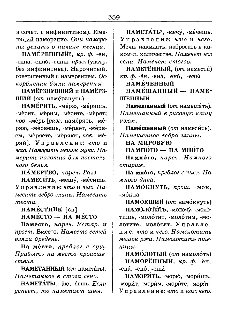 Сканированная страница словаря трудностей русского языка