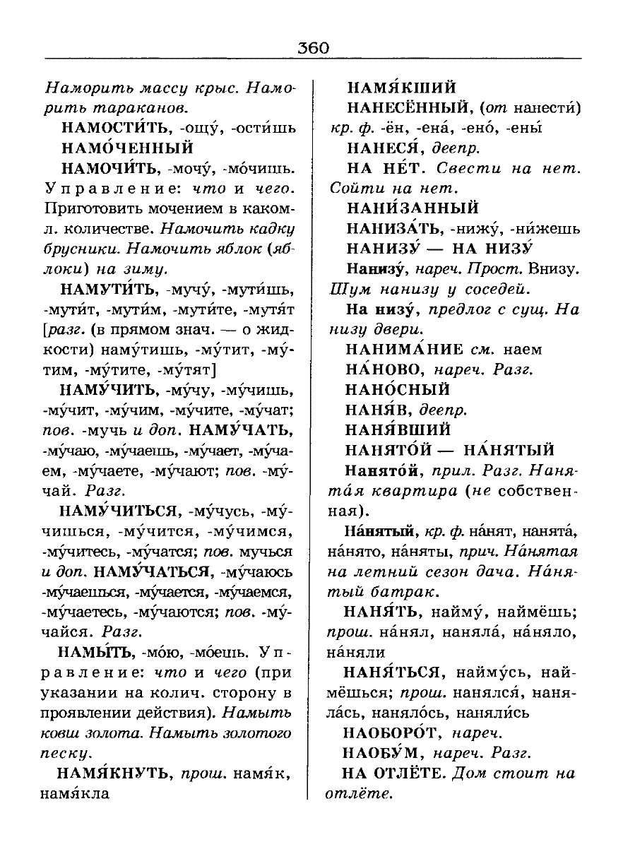 Сканированная страница словаря трудностей русского языка