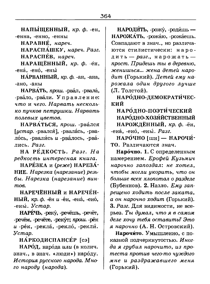 Сканированная страница словаря трудностей русского языка