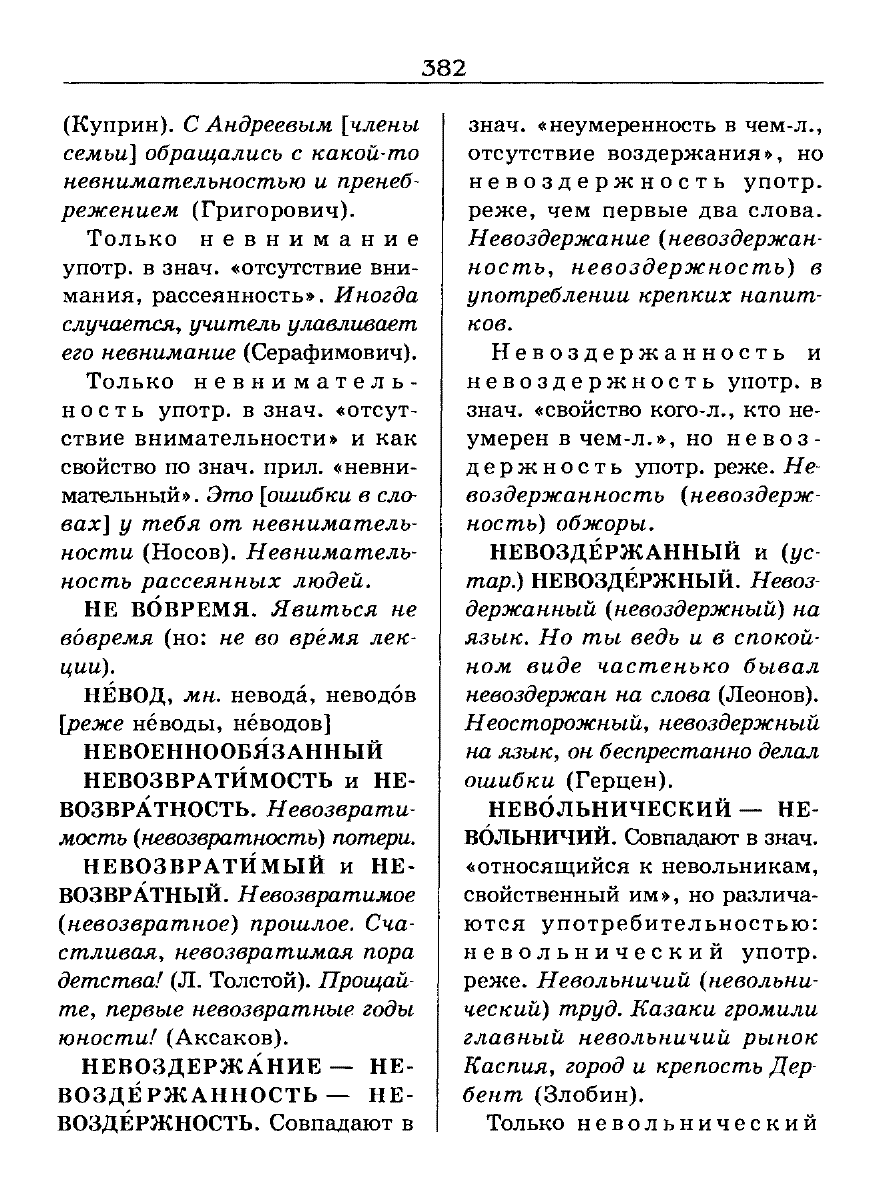 Сканированная страница словаря трудностей русского языка