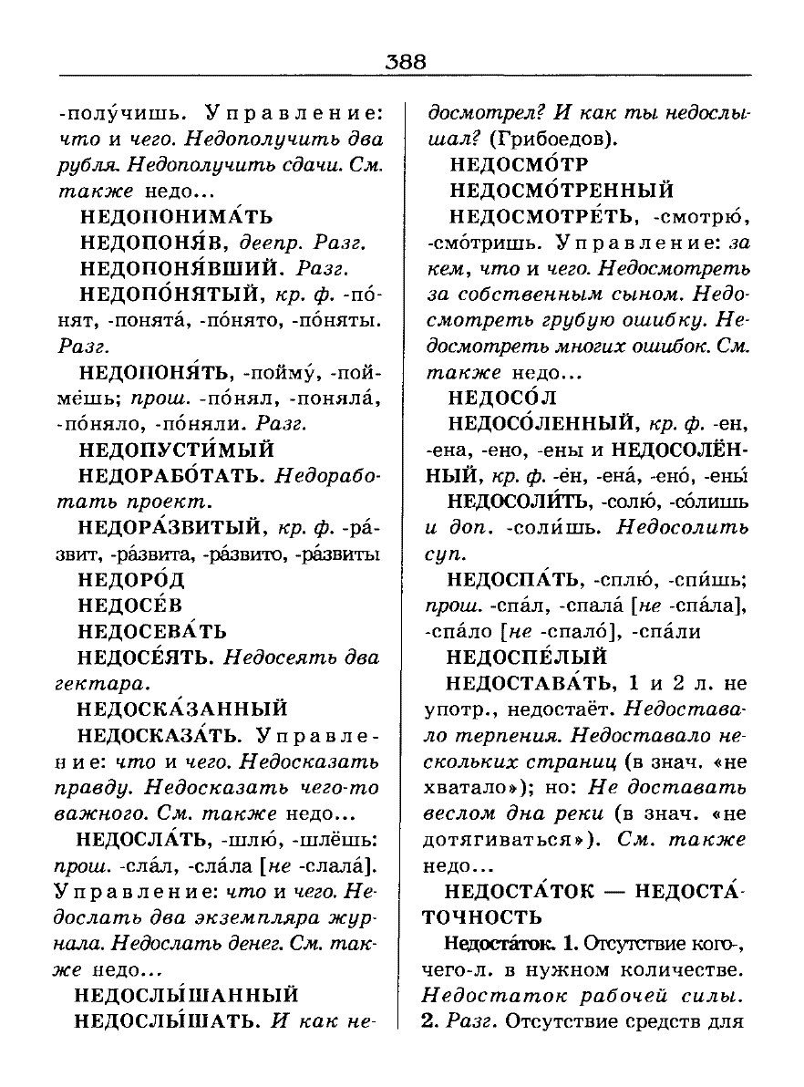Сканированная страница словаря трудностей русского языка