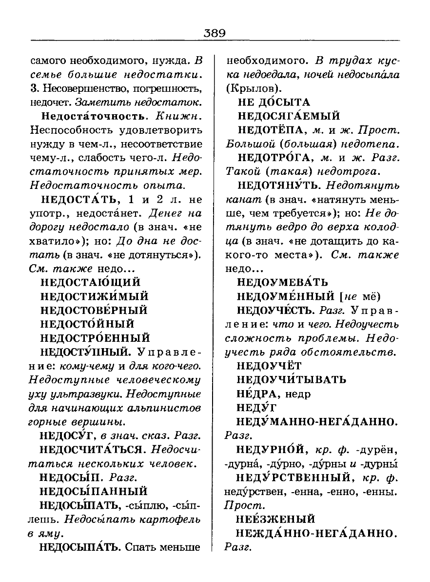 Сканированная страница словаря трудностей русского языка