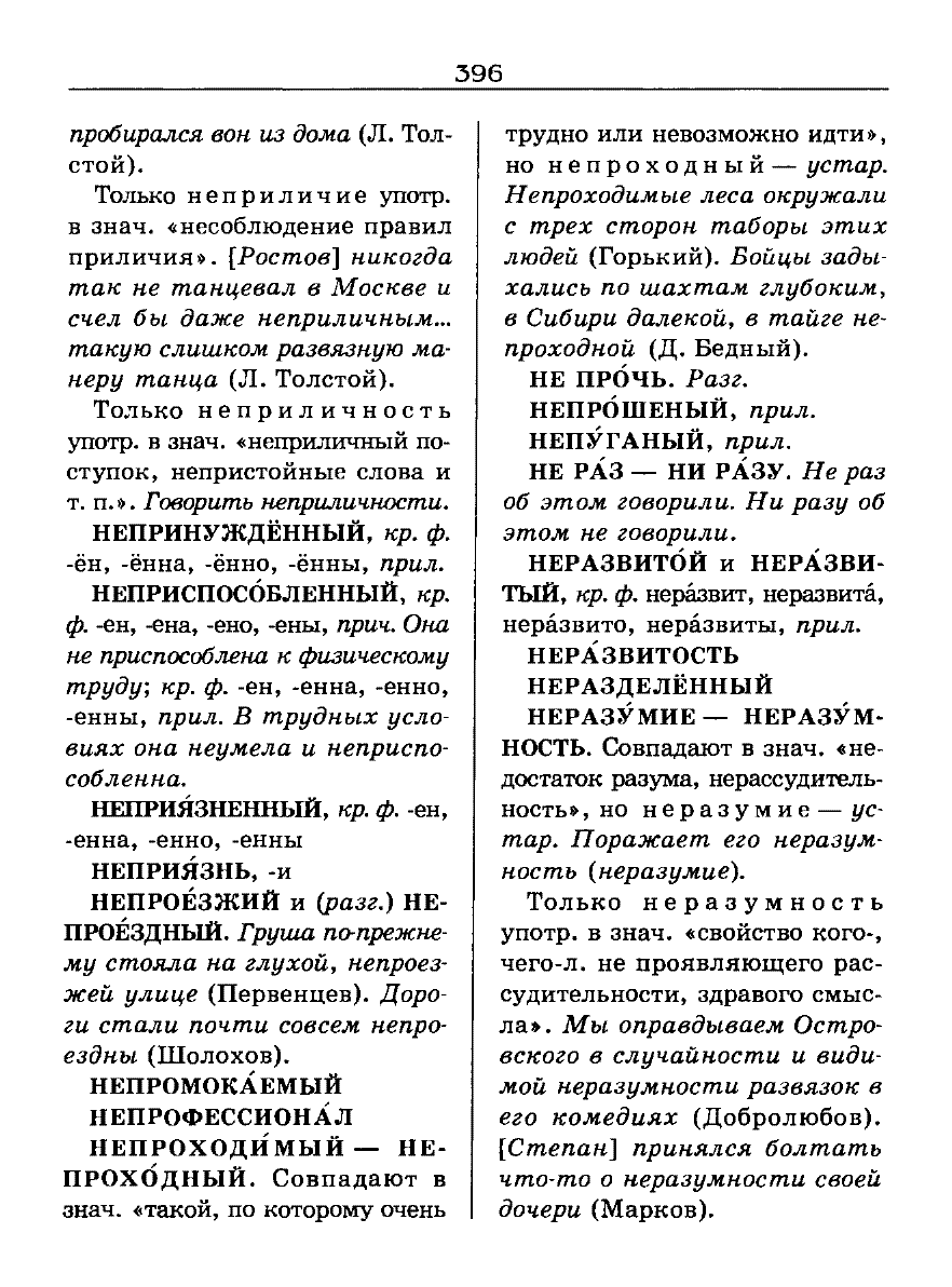 Сканированная страница словаря трудностей русского языка