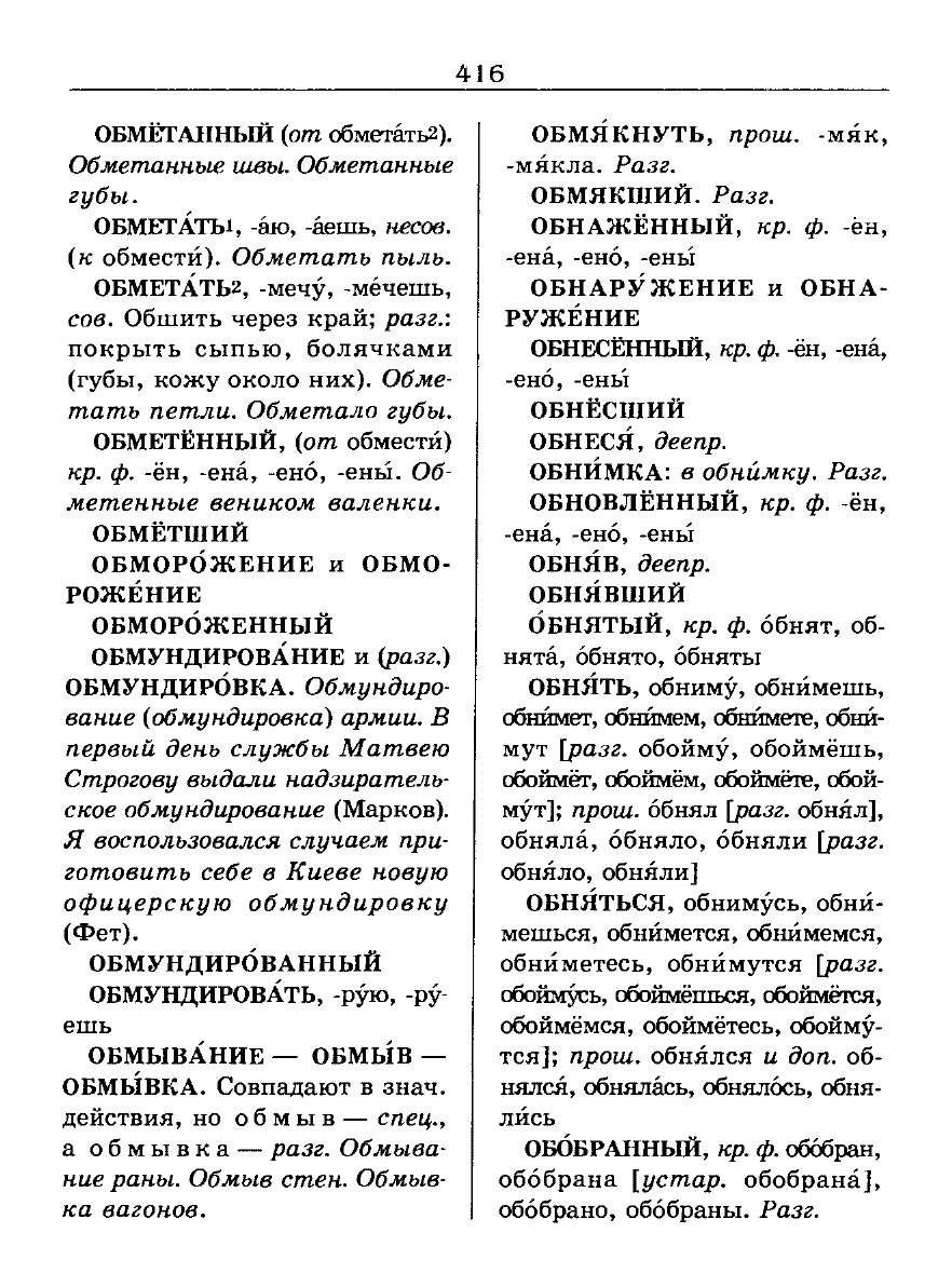 Сканированная страница словаря трудностей русского языка