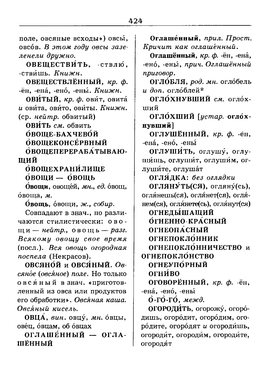 Сканированная страница словаря трудностей русского языка