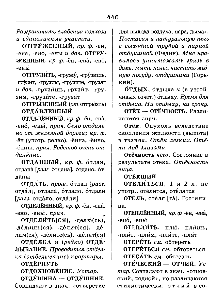 Сканированная страница словаря трудностей русского языка