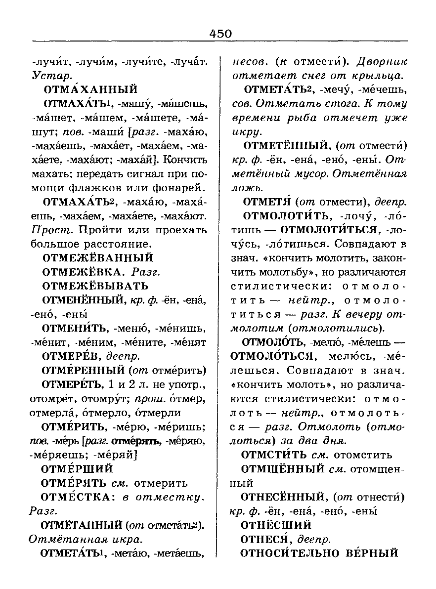 Сканированная страница словаря трудностей русского языка