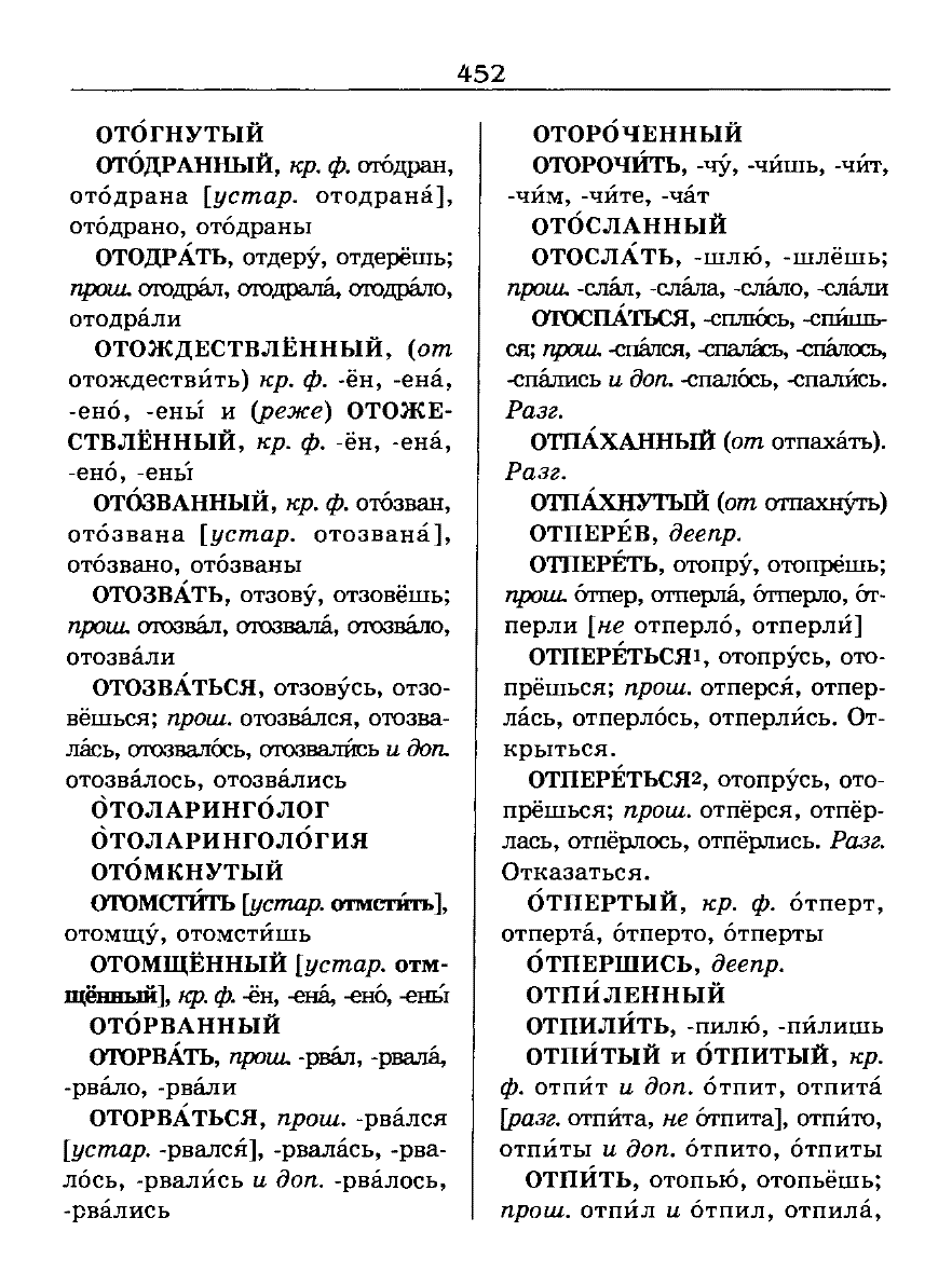 Сканированная страница словаря трудностей русского языка