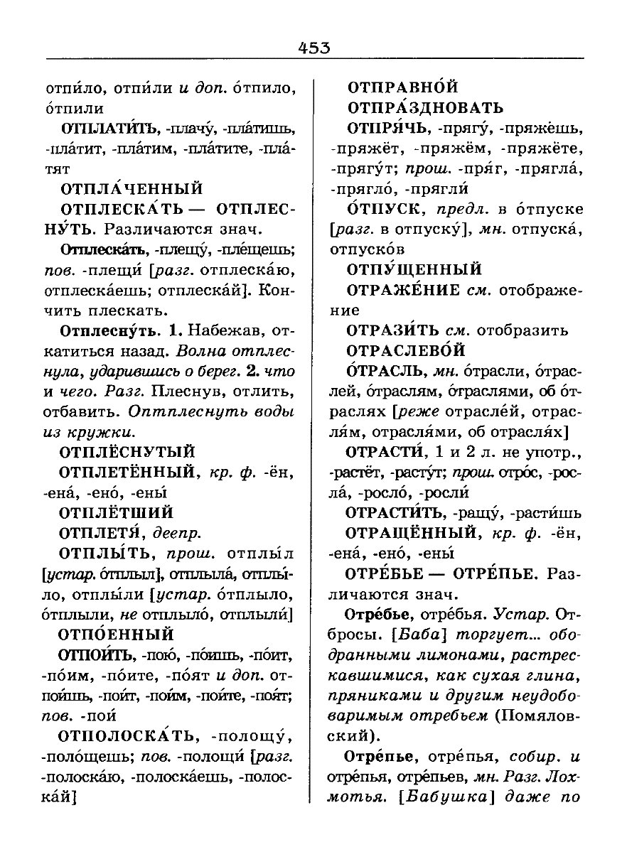 Сканированная страница словаря трудностей русского языка