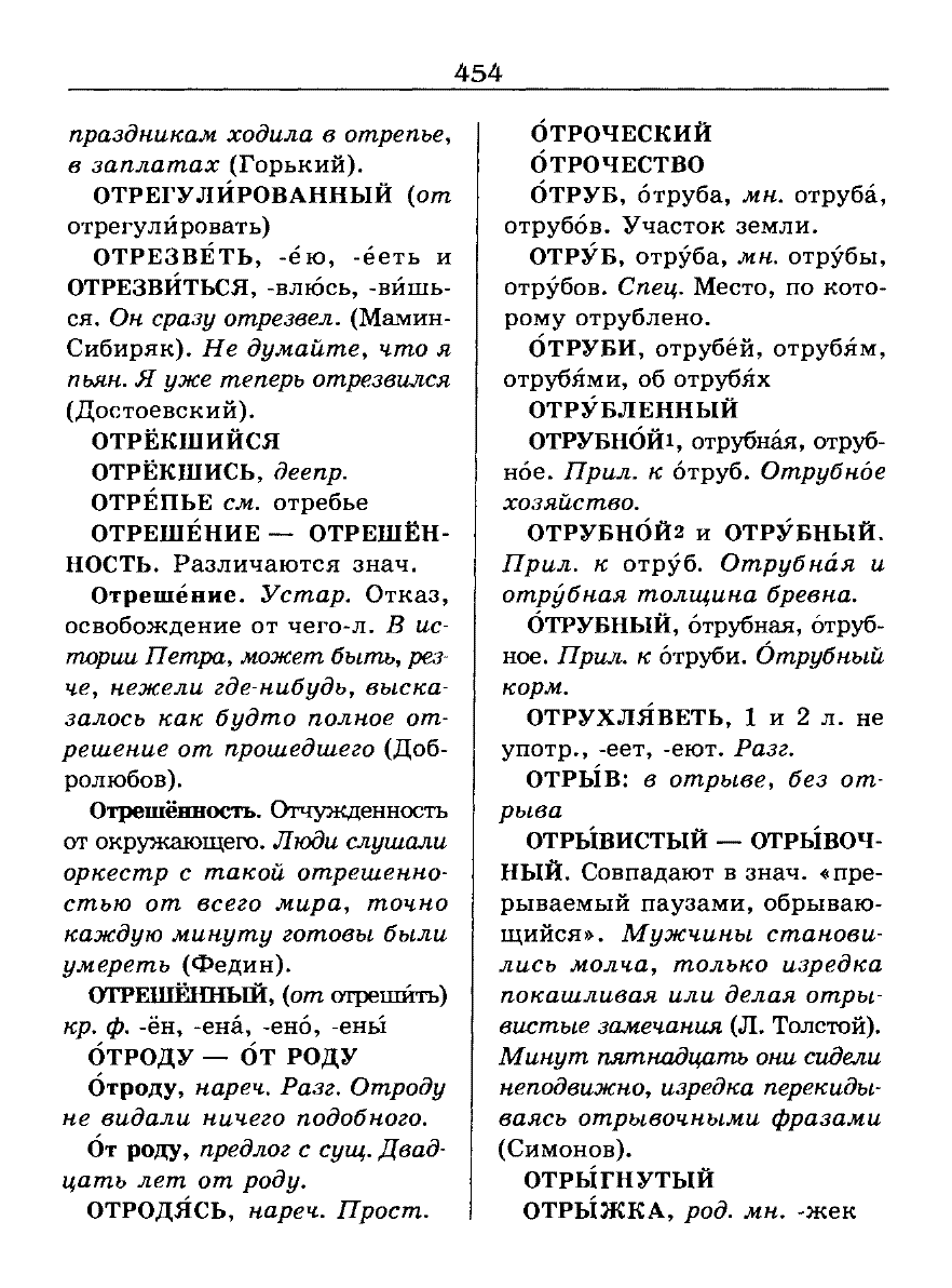 Сканированная страница словаря трудностей русского языка