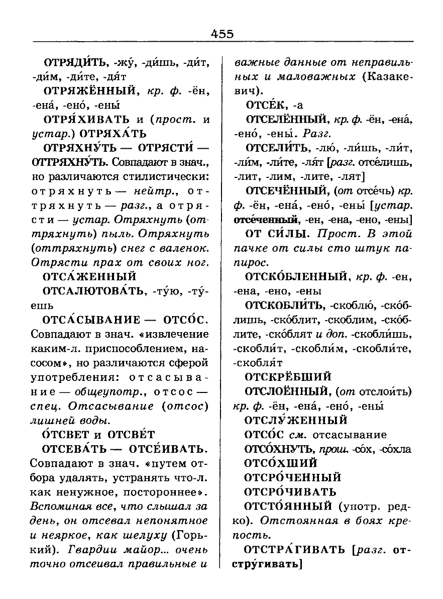 Сканированная страница словаря трудностей русского языка