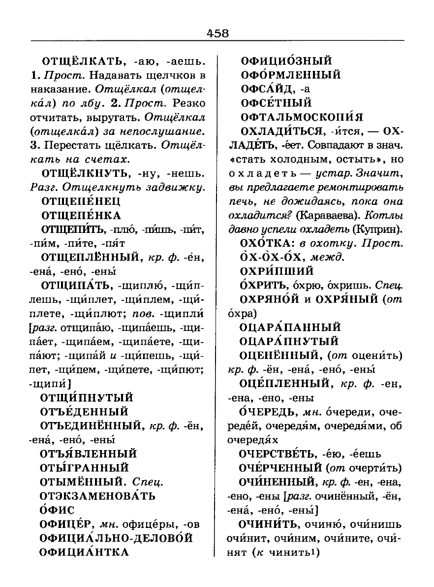 Сканированная страница словаря трудностей русского языка