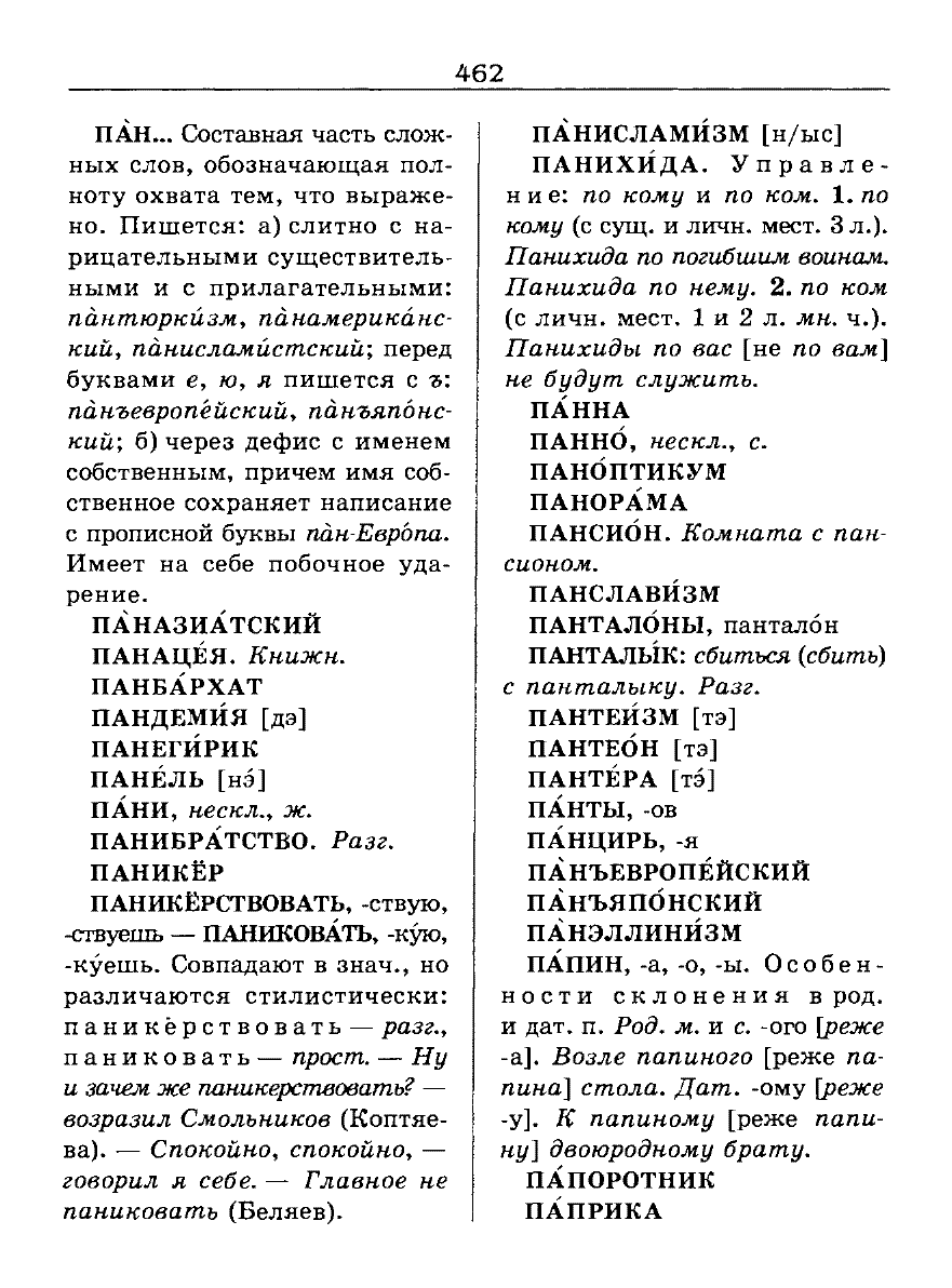 Сканированная страница словаря трудностей русского языка