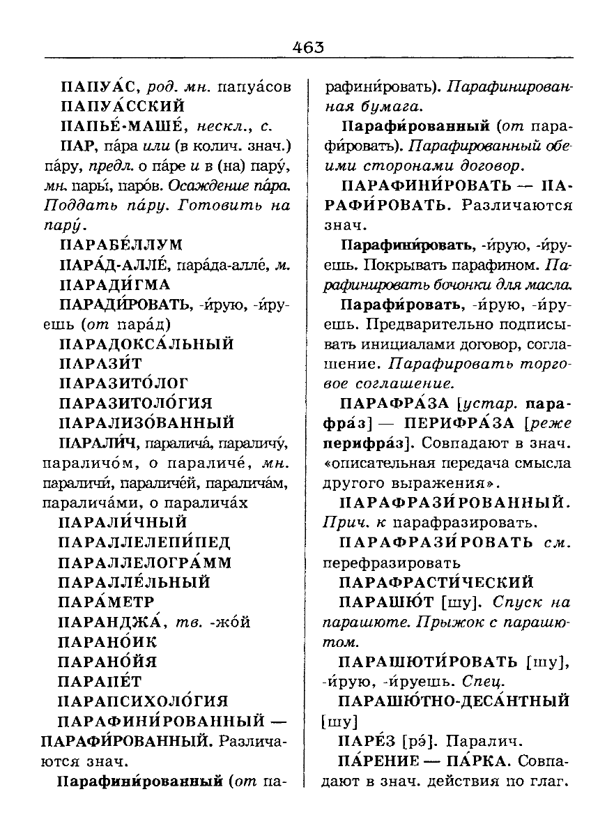 Сканированная страница словаря трудностей русского языка