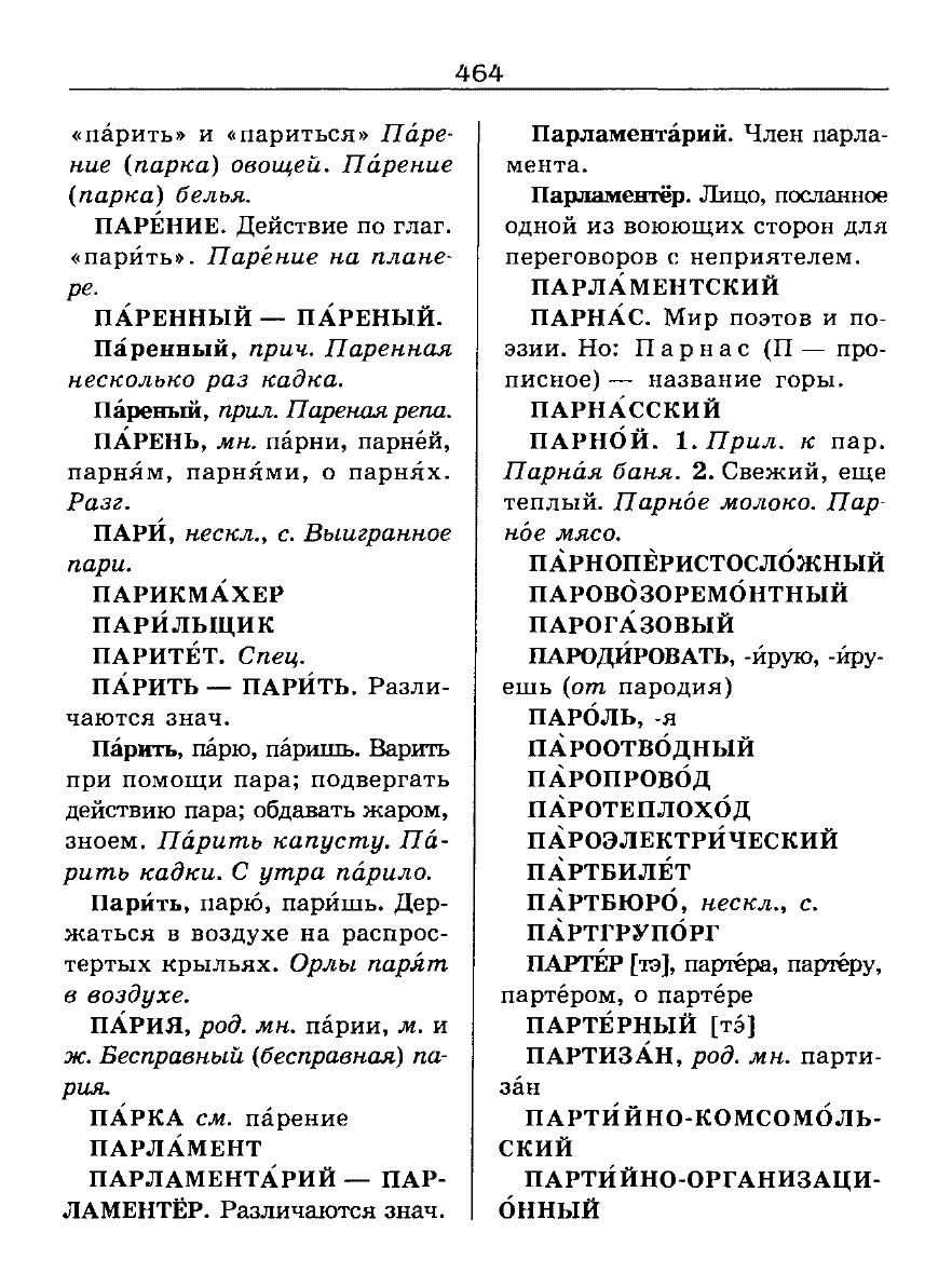Сканированная страница словаря трудностей русского языка