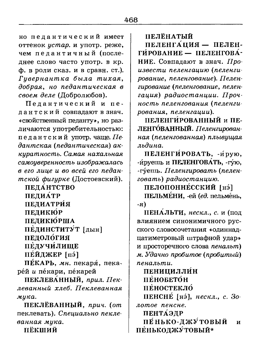 Сканированная страница словаря трудностей русского языка