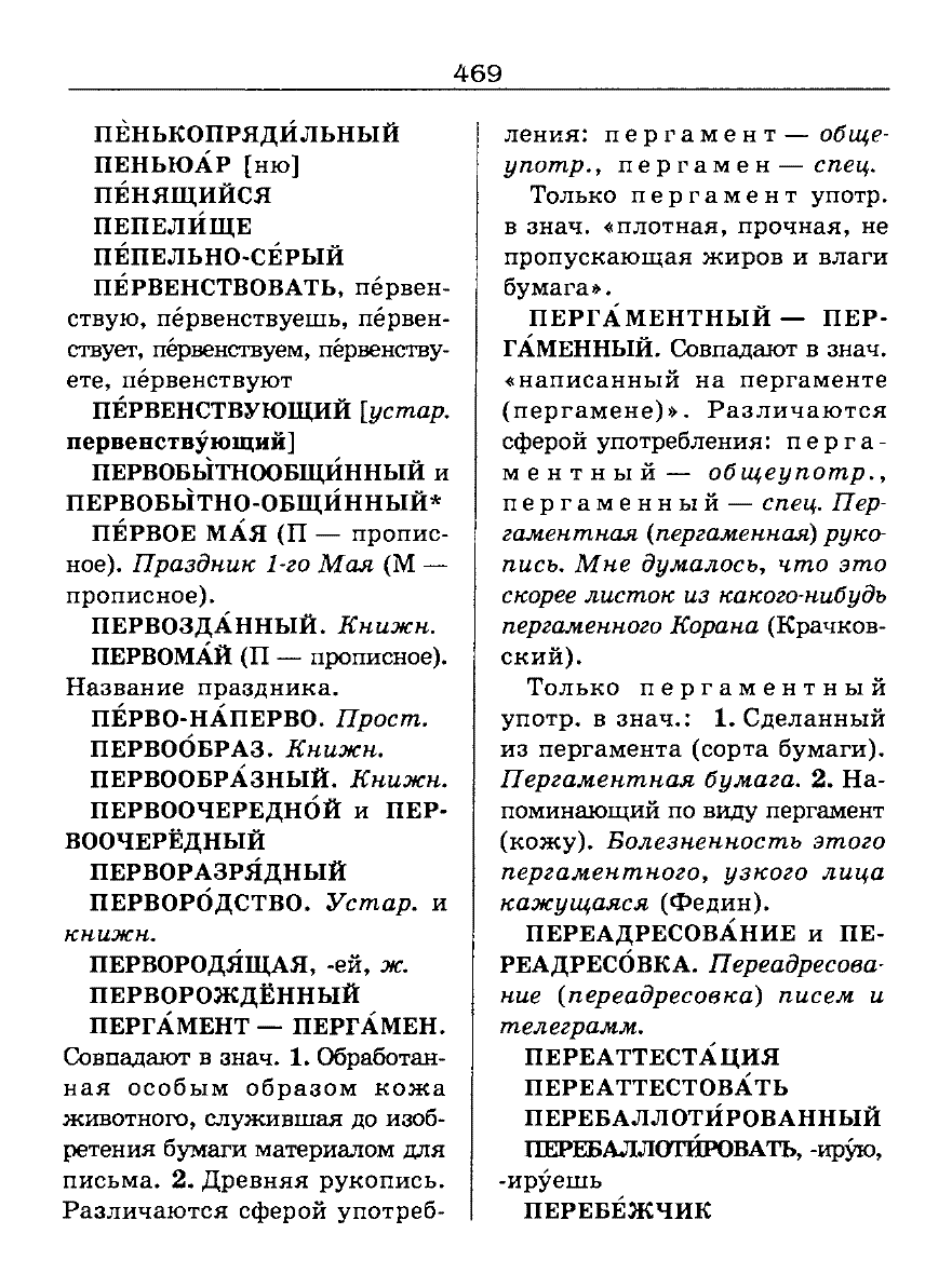 Сканированная страница словаря трудностей русского языка