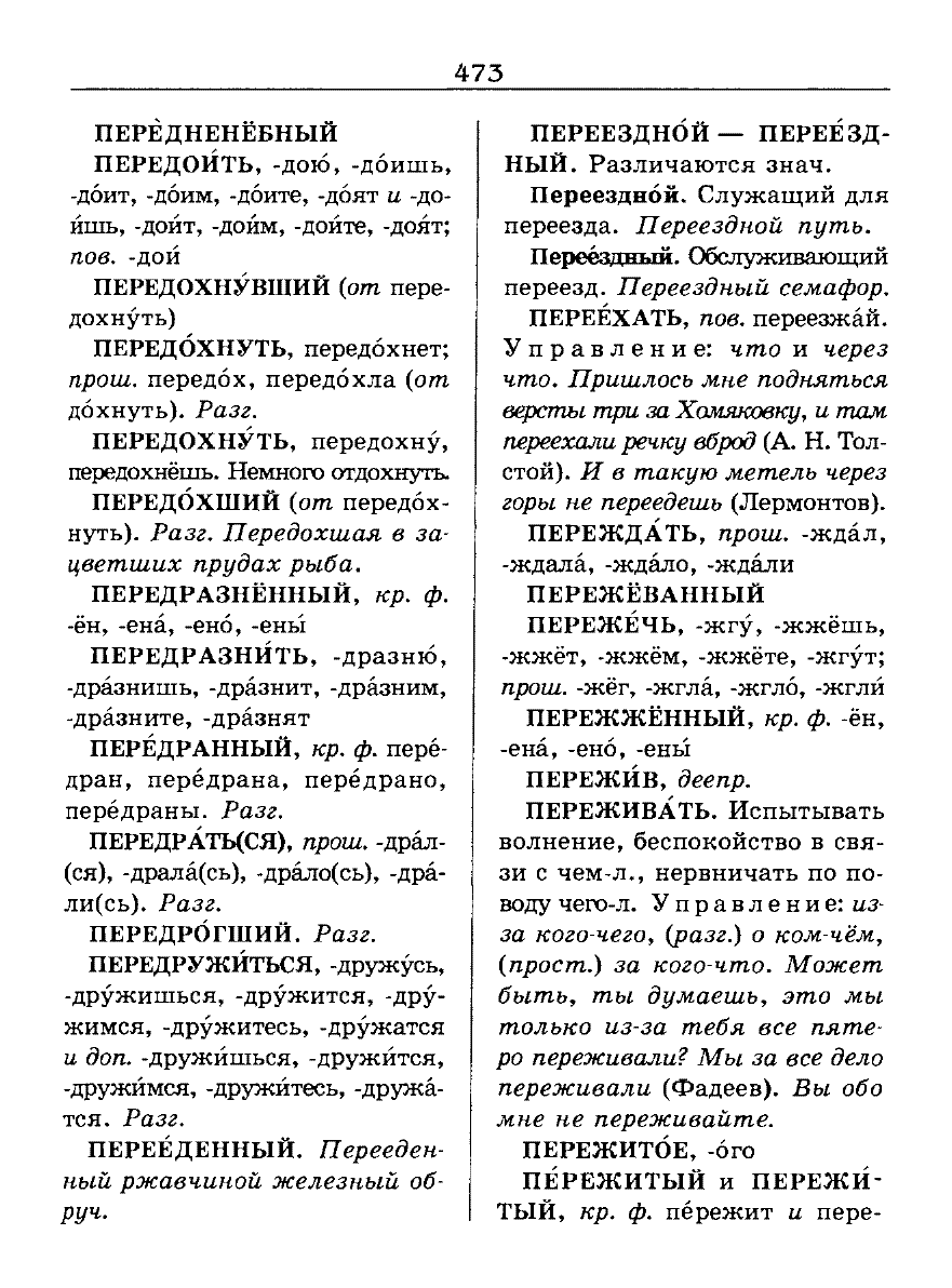Сканированная страница словаря трудностей русского языка