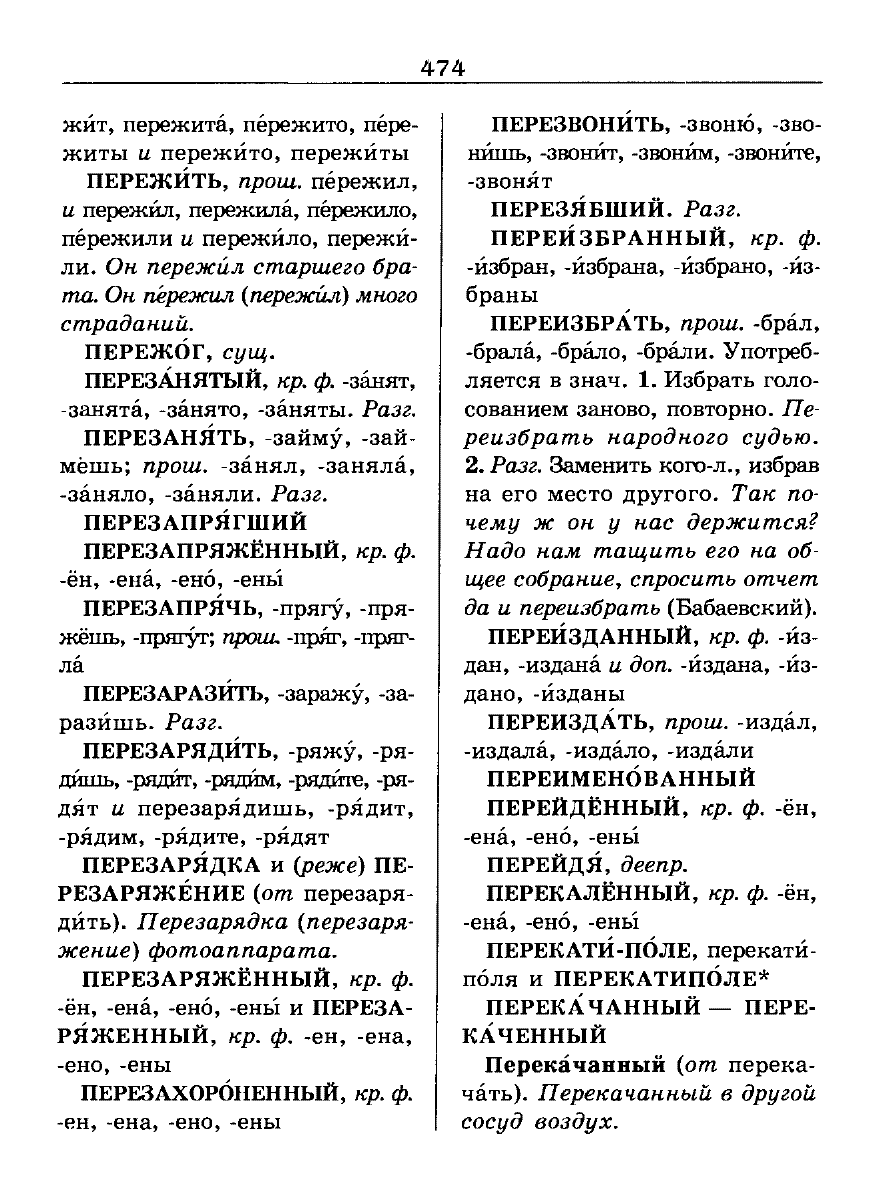 Сканированная страница словаря трудностей русского языка
