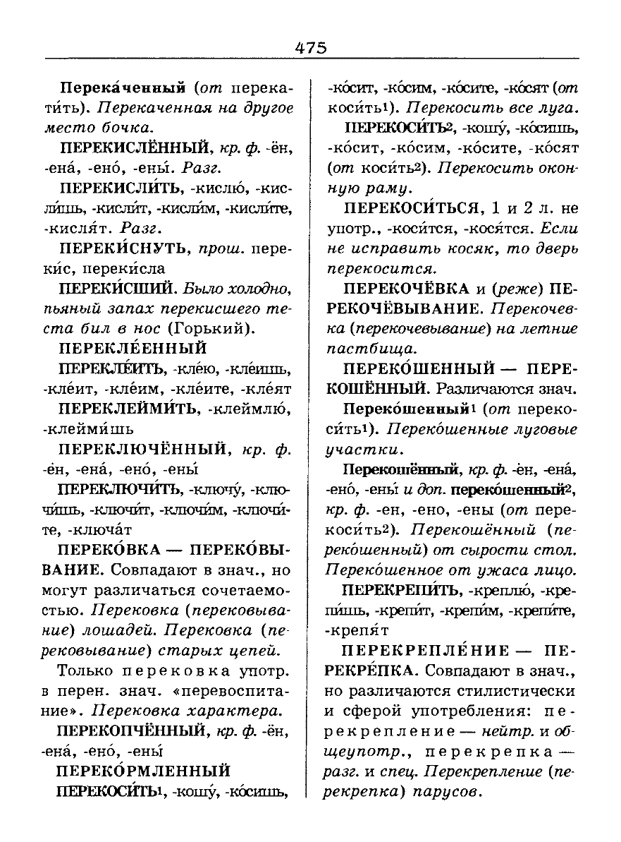 Сканированная страница словаря трудностей русского языка