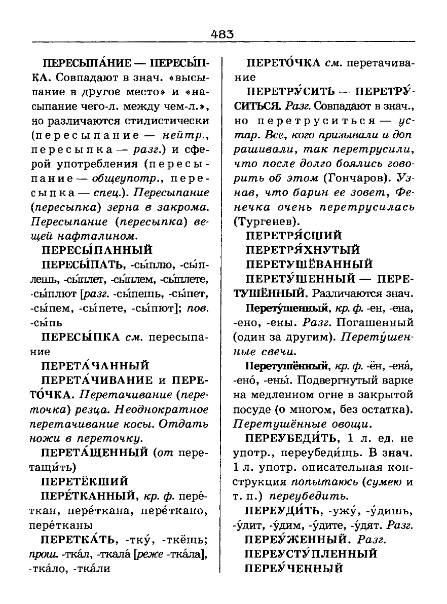Сканированная страница словаря трудностей русского языка